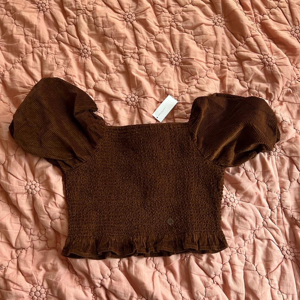 NWT American Eagle puff sleeve crop smock top XL